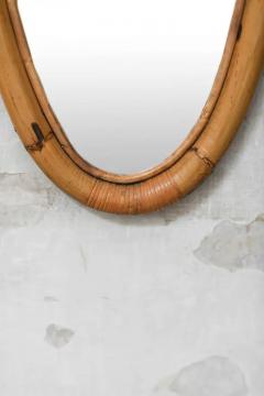 Elliptical Mirror With Thick Cane Frame Italy 1970 - 3730378