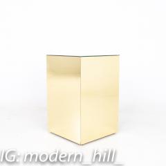 Ello Mid Century Pink Glass and Brass 2 Sided Pedestal Side Table - 2357474