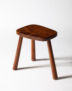Elm Rustic Tripod Stools France c 1960 - 4208712