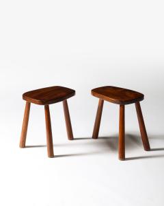 Elm Rustic Tripod Stools France c 1960 - 4208713