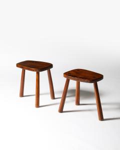 Elm Rustic Tripod Stools France c 1960 - 4208717
