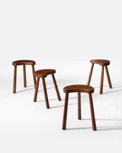 Elm Stool France c 1960 - 3900769