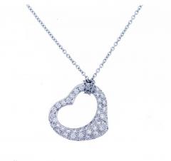 Elsa Peretti Tiffany Co Elsa Peretti Open Heart Diamond Platinum Pendant - 430045