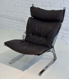 Elsa and Nordahl Solheim Leather Chrome Pirate Lounge Chair Ottoman - 3079267