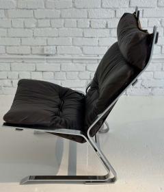 Elsa and Nordahl Solheim Leather Chrome Pirate Lounge Chair Ottoman - 3079283