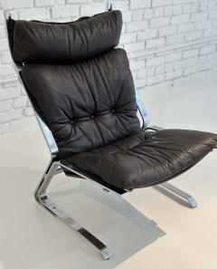 Elsa and Nordahl Solheim Leather Chrome Pirate Lounge Chair Ottoman - 3079308