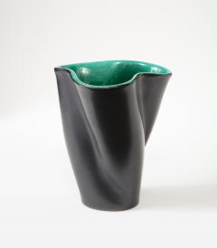 Elschinger Vase Green Interrier Glaze France c 1950 s signed - 2692365