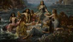 Emanuel Oberhauser Emanuel Oberhauser Mermaids and Nymphs An Exceptional Oil on Canvas Painting - 2307803