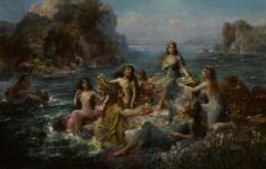 Emanuel Oberhauser Emanuel Oberhauser Mermaids and Nymphs An Exceptional Oil on Canvas Painting - 2308954