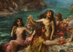 Emanuel Oberhauser Mermaids and Nymphs An Exceptional Oil on Canvas Painting - 2462989