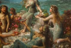Emanuel Oberhauser Mermaids and Nymphs An Exceptional Oil on Canvas Painting - 2462990