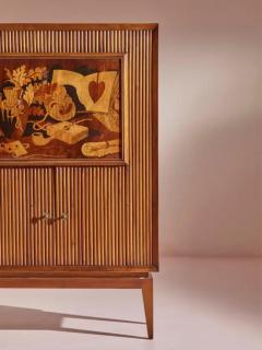 Emanuele Rambaldi A grissinato bar cabinet with inlaid decors by Emanuale Rambaldi Italy 1930s - 3473246