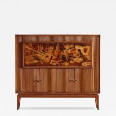 Emanuele Rambaldi A grissinato bar cabinet with inlaid decors by Emanuale Rambaldi Italy 1930s - 3575724