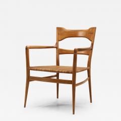 Emanuele Rambaldi Emanuele Rambaldi Fruitwood Armchair with Woven Cane Seat Italy 1950s - 2885767