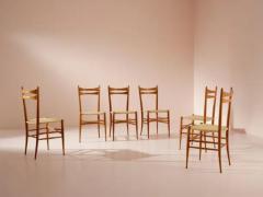 Emanuele Rambaldi Emanuele Rambaldi set of six beech and straw chairs by Chiappe Chiavari 1940s - 3473030