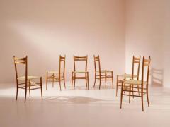 Emanuele Rambaldi Emanuele Rambaldi set of six beech and straw chairs by Chiappe Chiavari 1940s - 3473041