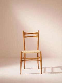 Emanuele Rambaldi Emanuele Rambaldi set of six beech and straw chairs by Chiappe Chiavari 1940s - 3473045