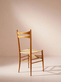 Emanuele Rambaldi Emanuele Rambaldi set of six beech and straw chairs by Chiappe Chiavari 1940s - 3473140