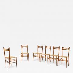 Emanuele Rambaldi Emanuele Rambaldi set of six beech and straw chairs by Chiappe Chiavari 1940s - 3560885