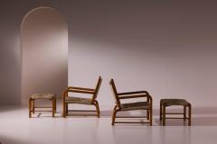 Emanuele Rambaldi Pair of Armchairs Stools by Emanuele Rambaldi for Guido Chiappe Italy 1930s - 4571498