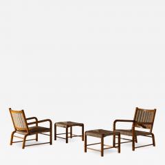 Emanuele Rambaldi Pair of Armchairs Stools by Emanuele Rambaldi for Guido Chiappe Italy 1930s - 4574400