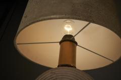 Emanuele Scarnicci Travertine and Brass Table Lamp with Cork Shade - 4500510