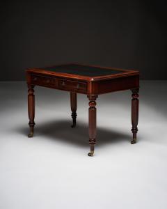Embossed Leather Mahogany and Brass Victorian Writing Desk England c 1830 - 4573574