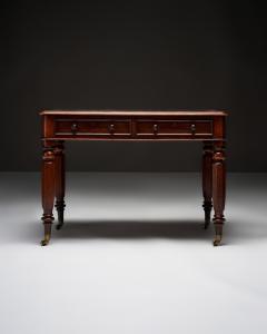 Embossed Leather Mahogany and Brass Victorian Writing Desk England c 1830 - 4573578