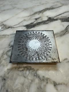 Embossed Metal Box with Geometric Sunburst Pattern - 4380287