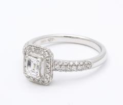 Emerald Cut Diamond Platinum Engagement Ring - 1286065