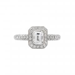 Emerald Cut Diamond Platinum Engagement Ring - 1288344