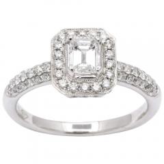 Emerald Cut Diamond Platinum Engagement Ring - 4415792
