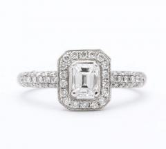 Emerald Cut Diamond Platinum Engagement Ring - 4415795