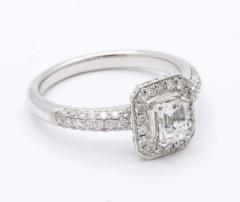 Emerald Cut Diamond Platinum Engagement Ring - 4415798