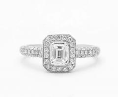 Emerald Cut Diamond Platinum Engagement Ring - 4415799