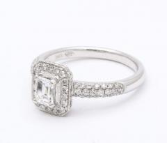 Emerald Cut Diamond Platinum Engagement Ring - 4415800