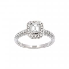 Emerald Cut Diamond Platinum Engagement Ring - 4419257