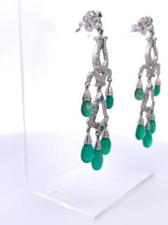Emerald Diamond Chandelier Drop Earrings 14K - 3507113