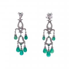 Emerald Diamond Chandelier Drop Earrings 14K - 3508308