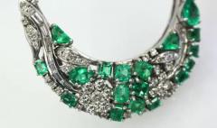 Emerald Diamond Crescent Brooch 14K 7 52 Carats - 3448751
