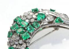 Emerald Diamond Crescent Brooch 14K 7 52 Carats - 3448800