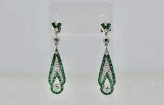 Emerald Diamond Pendant Earrings 18K - 3451434