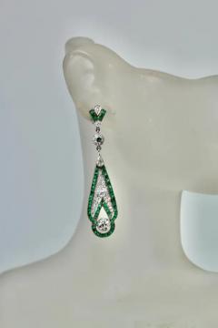Emerald Diamond Pendant Earrings 18K - 3451451