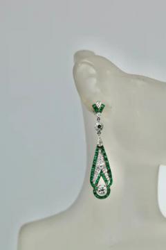 Emerald Diamond Pendant Earrings 18K - 3451504