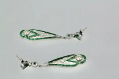 Emerald Diamond Pendant Earrings 18K - 3451584