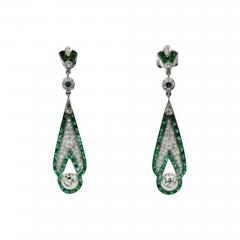 Emerald Diamond Pendant Earrings 18K - 3528006