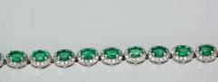 Emerald Diamond Platinum Link Bracelet 8 84 Carats - 3455076