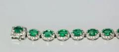 Emerald Diamond Platinum Link Bracelet 8 84 Carats - 3455081