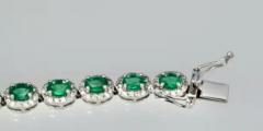 Emerald Diamond Platinum Link Bracelet 8 84 Carats - 3455089