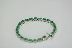 Emerald Diamond Platinum Link Bracelet 8 84 Carats - 3455090